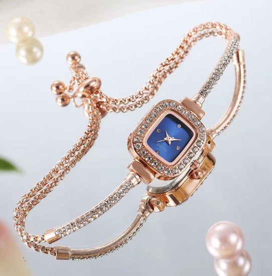 💯¡SOLO NUEVO!❕❗ Reloj de lujo ajustable de cristal con diamantes