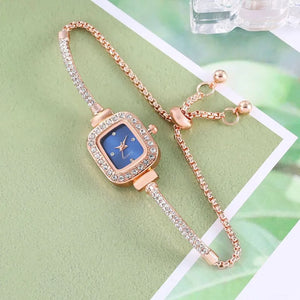 💯¡SOLO NUEVO!❕❗ Reloj de lujo ajustable de cristal con diamantes